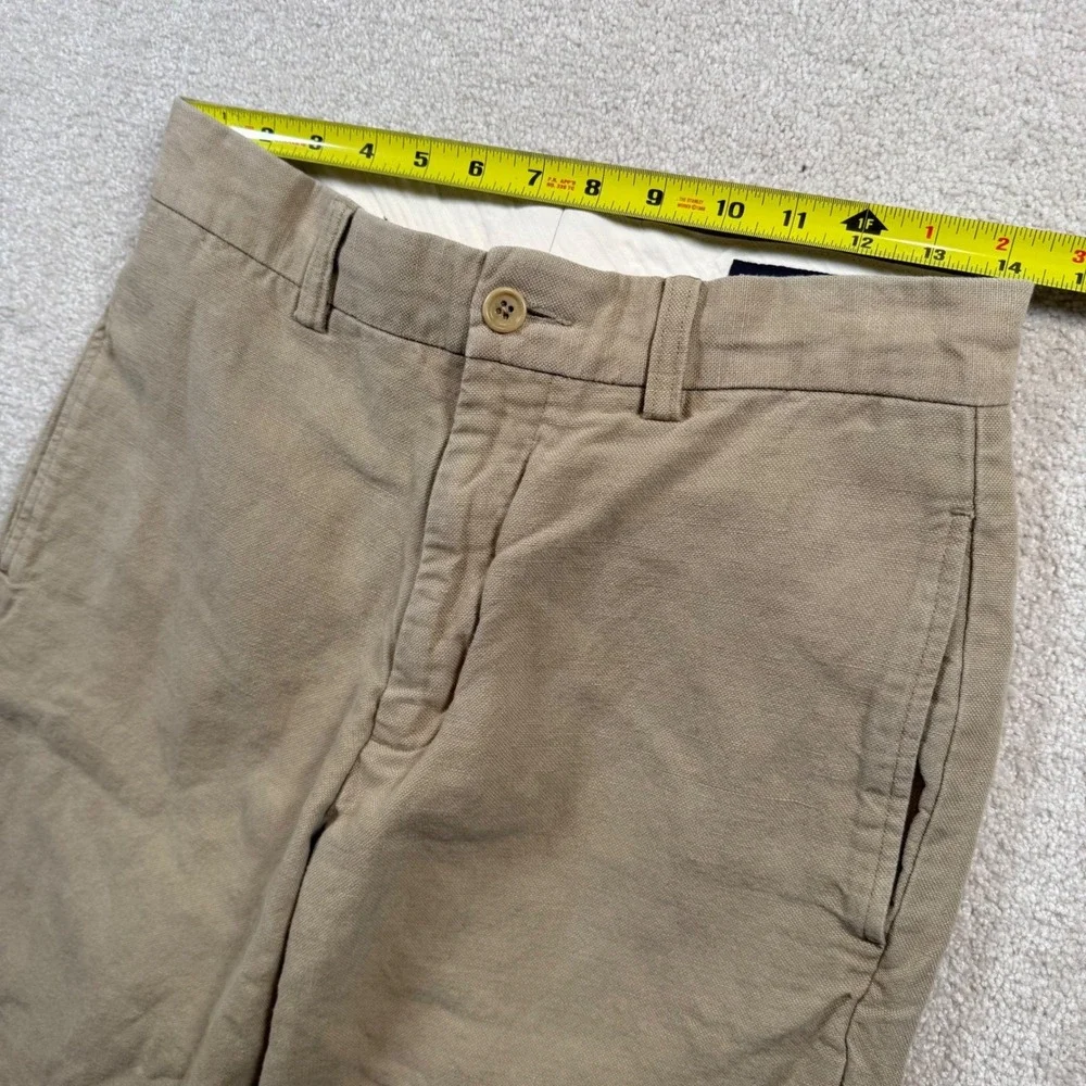 Banana Republic Emerson Pants Mens 30/32 Khaki Tan Linen Cotton Straight Chinos